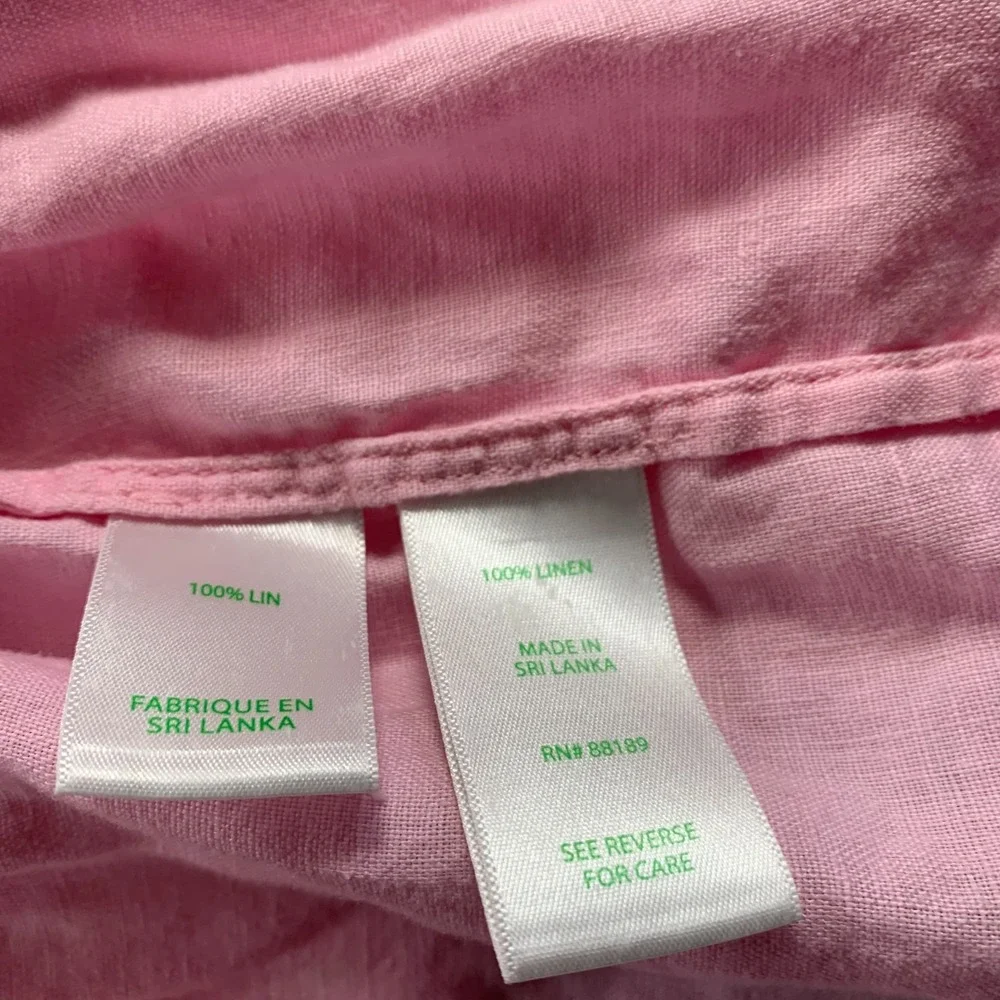LILLY PULITZER Blouse Womens Large Top Linen Pink* - Picture 9 of 9